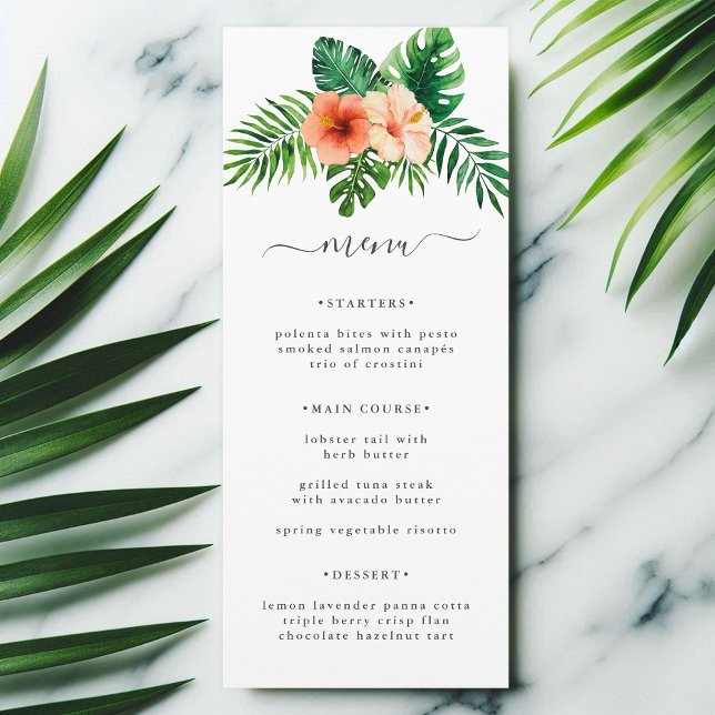 Menu Elégante aquarelle tropicale Mariage floral (Créateur téléchargé)