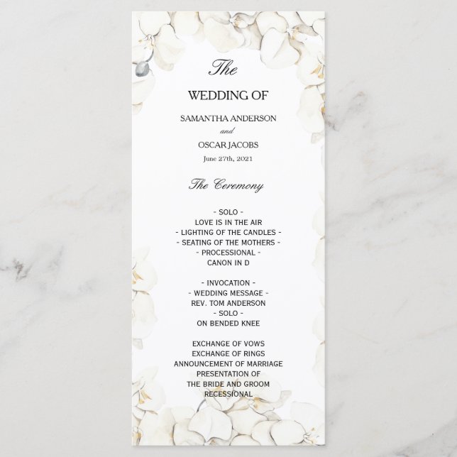 Menu Elégante Beauté Orchidées Blanches Cadre (Devant)