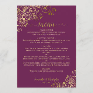 Menu Elégante Boucles d'or et Mariage de Plum magenta
