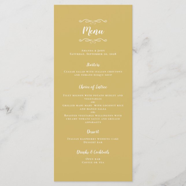 Menu Élégante Calligraphie de Mariage Diner Party Chic  (Devant)