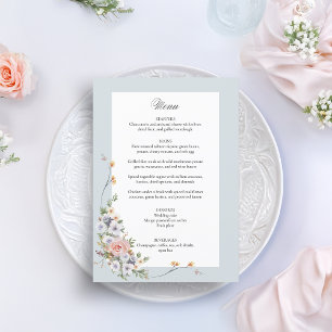 Menu Élégante calligraphie florale Pastel Boho