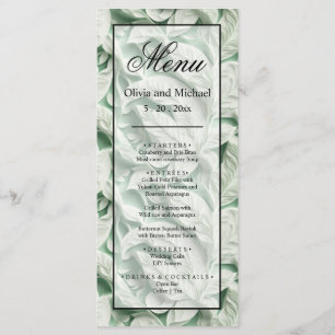 Menu Élégante calligraphie vintage feuille verte blanch
