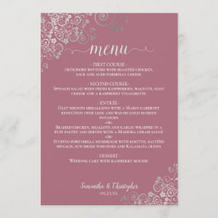 Menu Elégante dentelle d'argent Frills Dusty Rose rose
