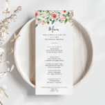 Menu Élégante Dîne Automne Dîner Floral<br><div class="desc">Cette élégante carte à la carte de dîner à fleurs d'automne est parfaite pour un mariage moderne. Le design présente des roses illustrées de rose, de blush et de blanc, des pivoines avec feuillage vert groupé en bouquets, accentuant les belles couleurs d'automne. Ce menu peut être utilisé pour une réception...</div>