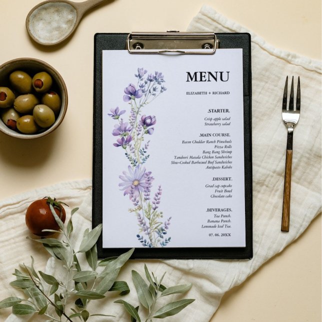 Menu Élégante Fête des mariées de mariage Fleur sauvage (Créateur téléchargé)