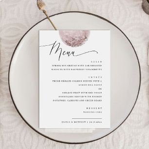 Menu Élégante Lune blanche rose Boho   Dîner mariage