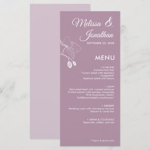 Menu Elégante orchidée romantique floral moderne mariag