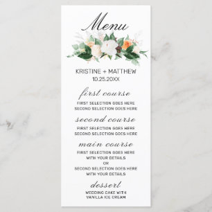 Menu Elégante Pêche blanc Aquarelle Mariage de automne 