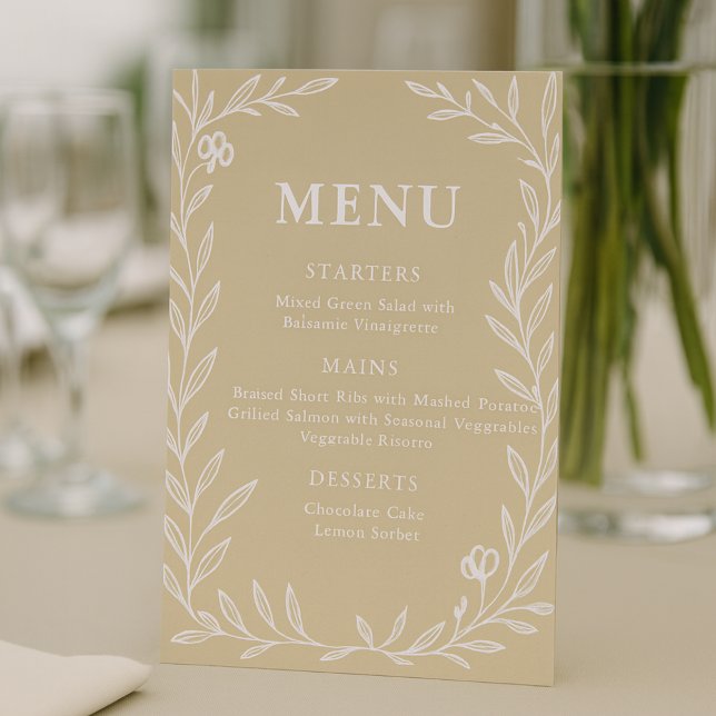 Menu Elégante Réception De Mariage Botanique (Créateur téléchargé)