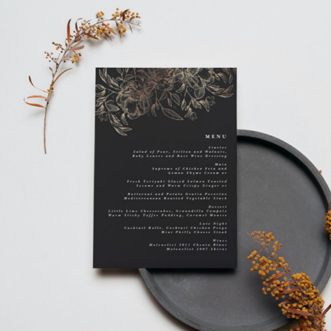 Menu Elégante Réception De Mariage Botanique Tirée À La (Créateur téléchargé)