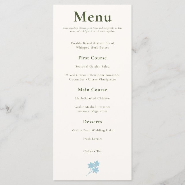 Menu Élégante Réception Florale de Fleurs Sauvages Rust (Devant)