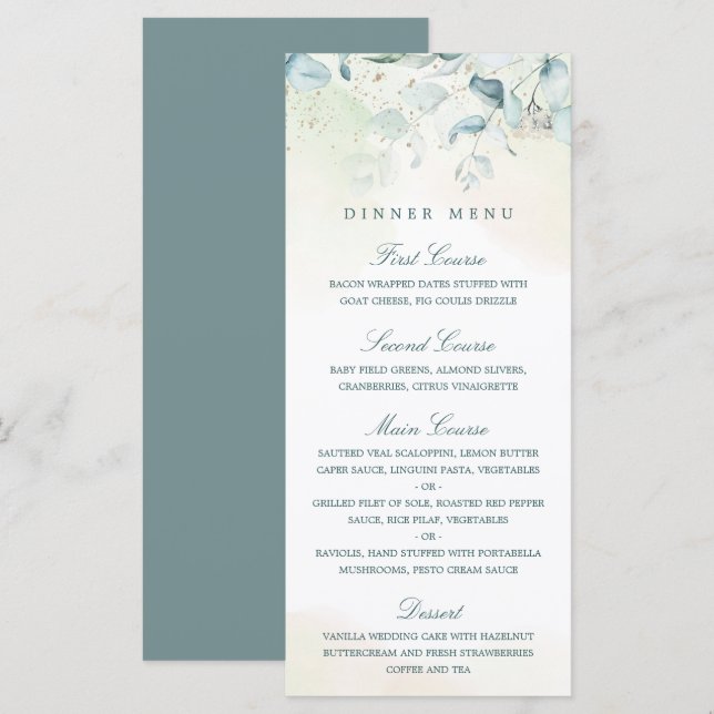 Menu Élégante verdure Mariage au eucalyptus (Devant / Derrière)