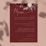 Menu Élégants roses de marron rouge. Mariage fleuri du<br><div class="desc">Elégant menu floral avec roses d'aquarelle couleur marron rouge pour jardin botanique Mariage / Dîner de répétition / Fête des mariées / Fête de bachelorette. Veuillez me contacter si vous avez besoin d'autres articles.</div>