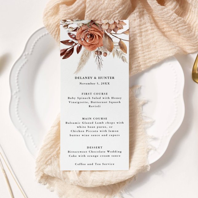 Menu Élevé de Mariage Floral Rustique d'Automne (Créateur téléchargé)