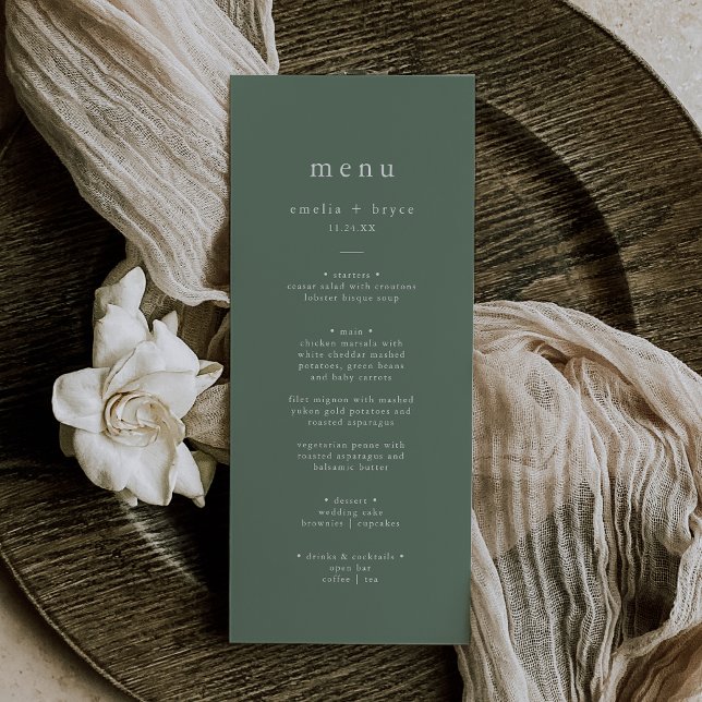 Menu EMELIA Simple Modern Mountain Sage Rustique Mariag (EMELIA Simple Modern Mountain Sage Rustic Wedding Menu)