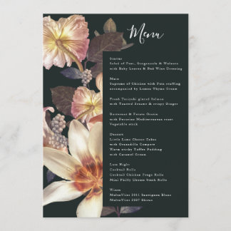 Menu Emerald Antique Vintage Wedding