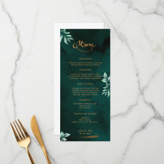 Menu Emerald Eucalyptus Green Elegant Script Mariage