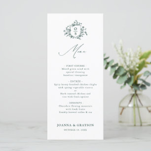 Menu Emerald Greenery Mariage botanique Vintage