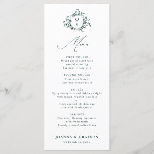 Menu Emerald Greenery Mariage botanique Vintage