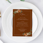 Menu Emeraude et rouille Mariage vert orange brûlé<br><div class="desc">Présentez notre menu Mariage romantique Emerald Greenery and Rust Floral, conçu avec soin pour insuffler le charme de l'automne et de l'hiver dans votre journée spéciale. Ce menu exquis est une véritable ode à la beauté de la nature, capturant le mélange enchanteur de verdure émeraude et de fleurs rouillées. À...</div>