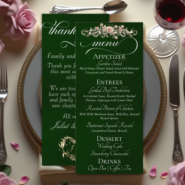 Menu Émeraude - Roses, Cœur et Merci (Créateur téléchargé)