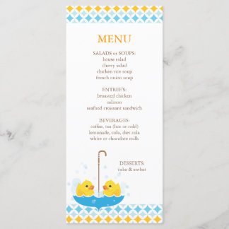 Menu en caoutchouc jumeau de baby shower de