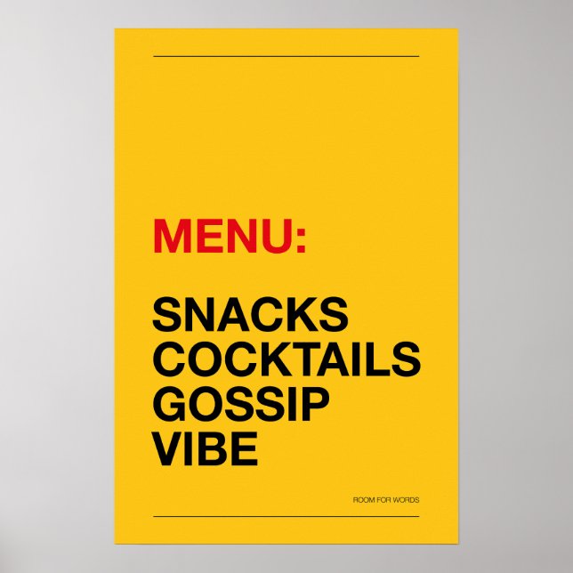 MENU : EN-CAS – Affiche drôle pour la cuisine (Devant)