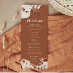 Menu en herbe de Pampas Boho terre cuite<br><div class="desc">Notre élégant menu de mariage est le moyen idéal d'annoncer votre jour de mariage à vos invités. Chaque carte présente des motifs floraux complexes et une typographie magnifique dans des couleurs neutres, y compris la terracotta, le beige et des tons terreux. Imprimés sur du papier cartonné de haute qualité, ils...</div>