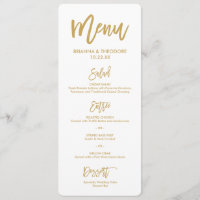 Menu en lettres de mariage d'or de main chic