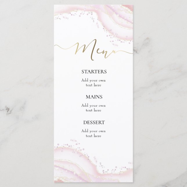 Menu en marbre rose aquarelle (Devant)