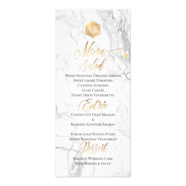 Menu en nid d'abeille en marbre/or faux de PixDezi (Devant)