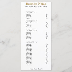 Menu Entreprise avec tarif