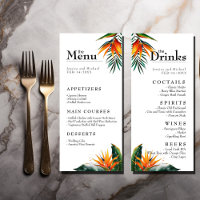 Menu et boissons Oiseaux de Paradise Bliss
