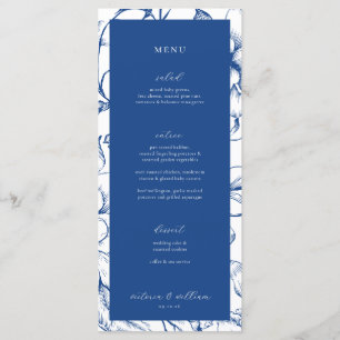 Menu et Merci Floral bleu Mariage