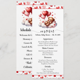 Menu et programme de baby shower Ourson de la Sain