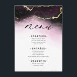 Menu Ethereal Mist Ombre Vin Bourgogne Moody Diner<br><div class="desc">Ethereal Mist Ombre Vin Bourgogne Aquarelle Moody Mariage Conception avec aquarelle peinte à la main brèche laver la texture arrière - plan fondue, dorure feuille d'or lignes de veine, et des traces de points et bords confettis. Un look tendance et moderne pour toutes les saisons, avec une palette de couleurs...</div>