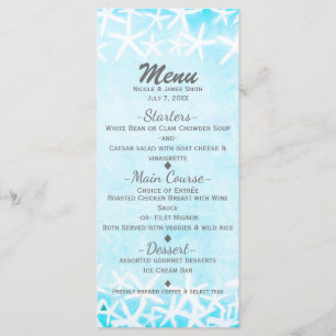 Menu Étoile de mer peinte bleue aqua Mariage tropical p