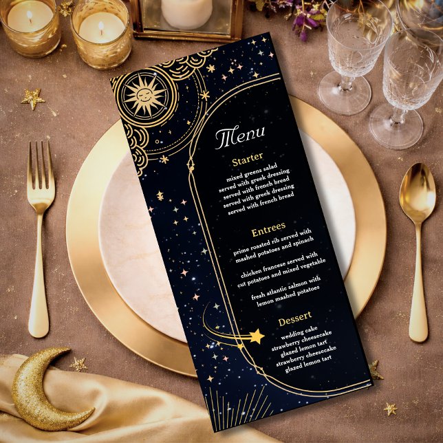 Menu Étoile filante bleue Mariage céleste du soleil et  (Créateur téléchargé)