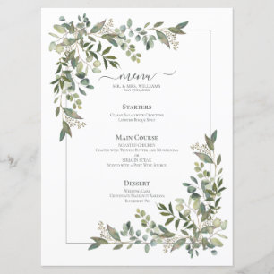 Menu Eucalyptus Botanique Sage Mariage vert