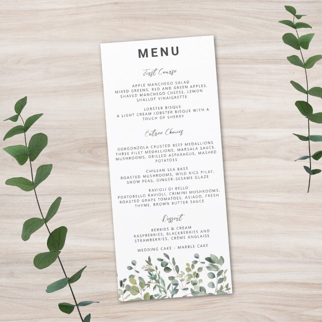 Menu Eucalyptus minimaliste contemporain (Créateur téléchargé)