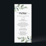 Menu Eucalyptus Moderne Russe Mariage Elopement Dîner<br><div class="desc">Carte de Dîner Eucalyptus Mariage Elopement,  dans un style rustique. Customisez facilement et personnalisez-vous selon vos besoins,  et vos invités de dîner seront ravis quand ils verront ce menu de dîner parfait et élégant.</div>