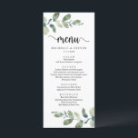 Menu Eucalyptus Moderne Russe Mariage Elopement Dîner<br><div class="desc">Carte de Dîner Eucalyptus Mariage Elopement,  dans un style rustique. Customisez facilement et personnalisez-vous selon vos besoins,  et vos invités de dîner seront ravis quand ils verront ce menu de dîner parfait et élégant.</div>