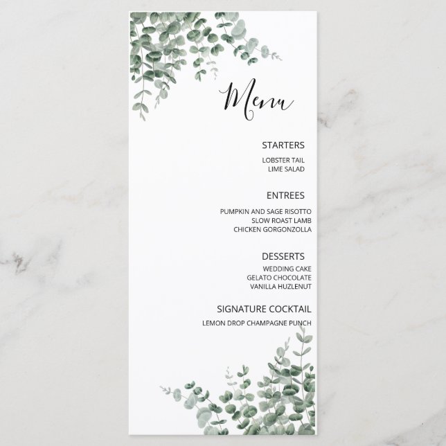 Menu Eucalyptus Rustique Mariage de verdure (Devant)