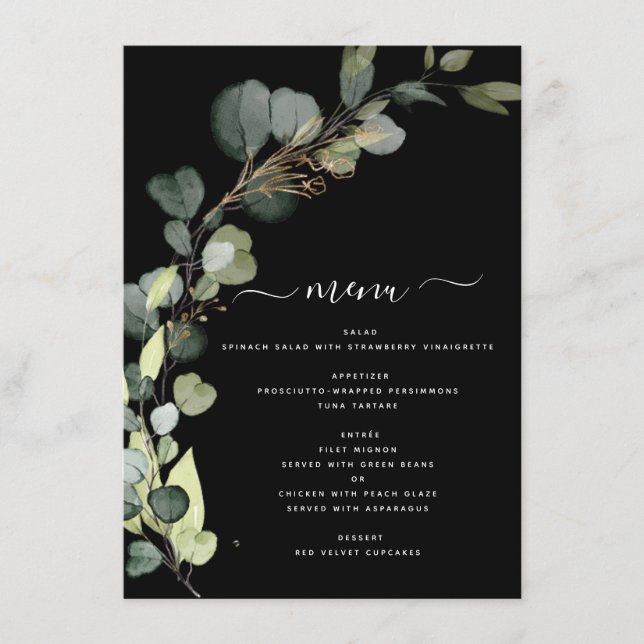 Menu Eucalyptus Vert Succulent Élégant Moderne (Devant)