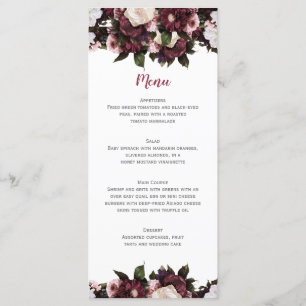 Menu Euphoria Bourgogne et Mariage de bouquet floral ro