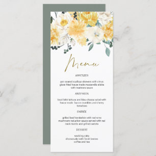 Menu EVA Jaune Aquarelle Ressort Jardin Floral