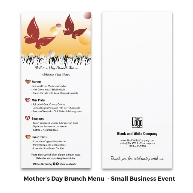 Menu Événement de printemps d'affaires Brunch de la fêt (Business Spring Event Mother's Day Brunch Menu)