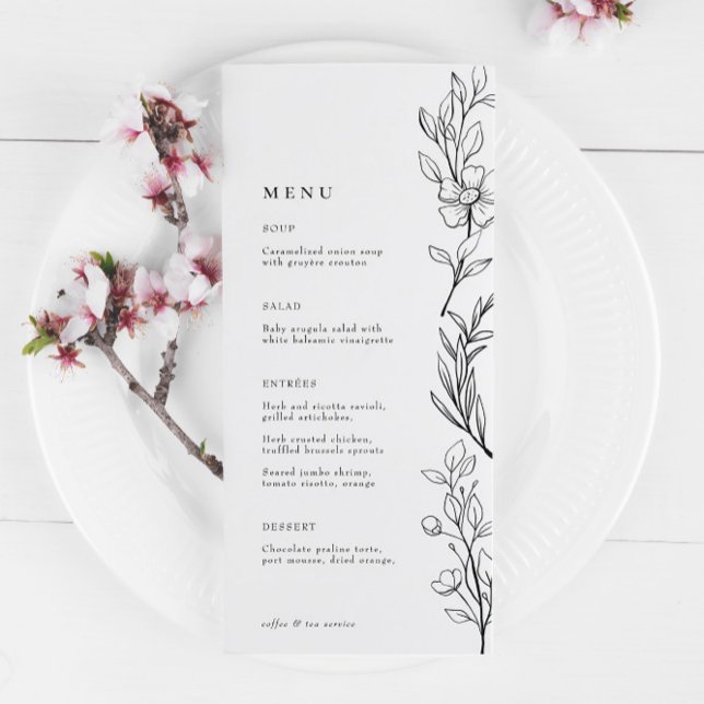 Menu Evénement Floral Fleur sauvage moderne et élégant (Créateur téléchargé)