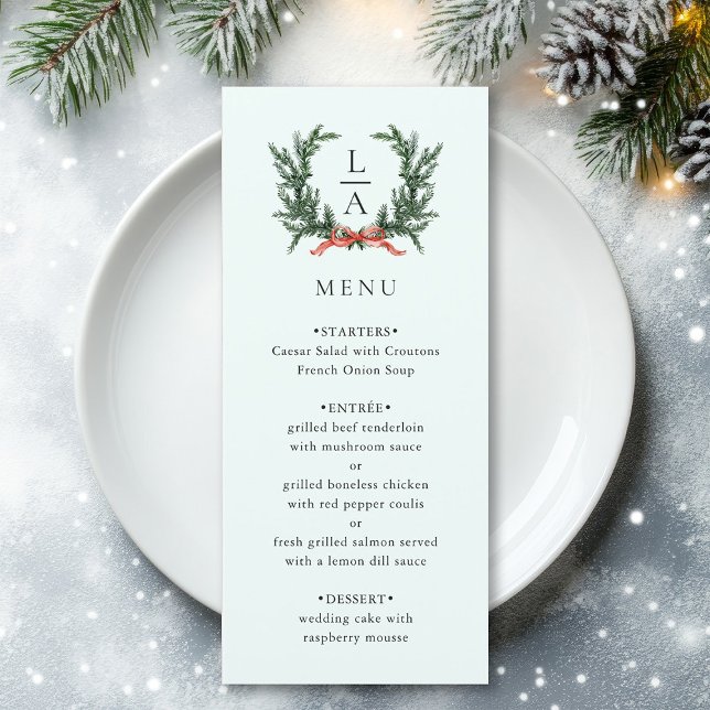 Menu Evergreen Garland Wreath Wedding Mint Green (Créateur téléchargé)