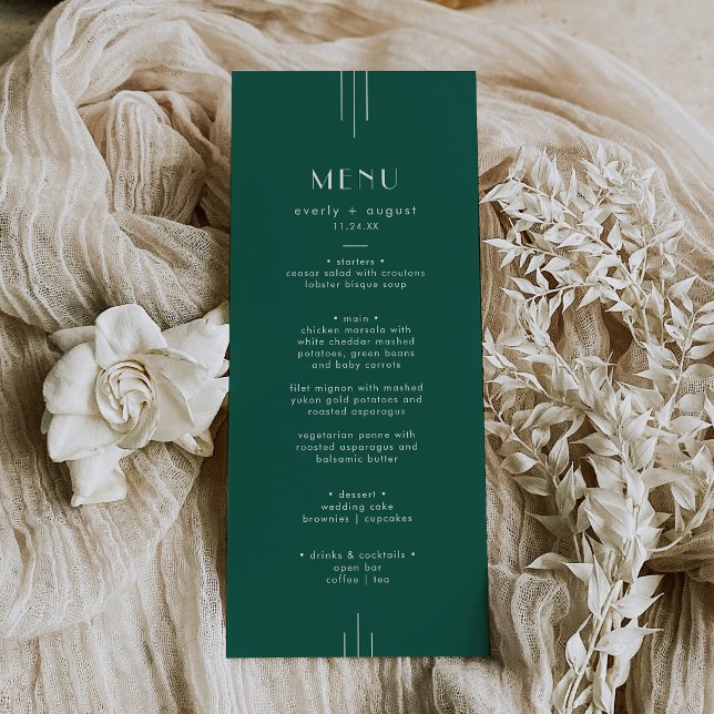 Menu EVERLY Jewel Tone Art Deco Emerald Green Wedding (EVERLY Jewel Tone Art Deco Emerald Green Wedding Menu)